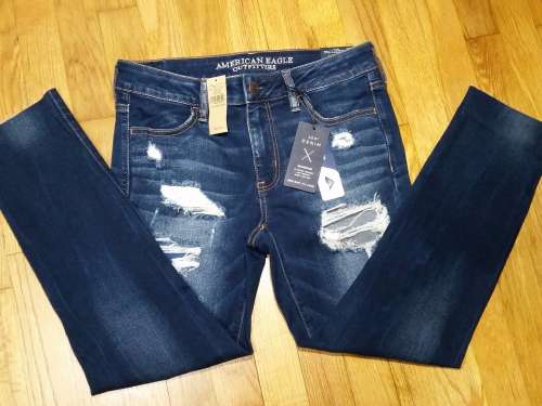 American Eagle Jegging Crop Jeans Long Distressed Super Stretch Denim X NWT Best Clothing Deals